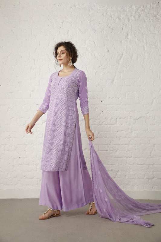 Vintage Lilac Chickenkari Suit Set