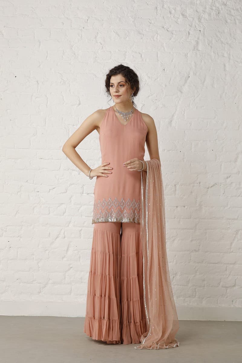Vintage Peach Sharara Set