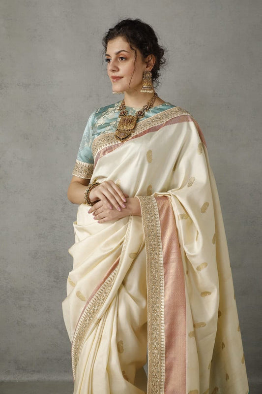 Ivory Silk Pataudi Saree