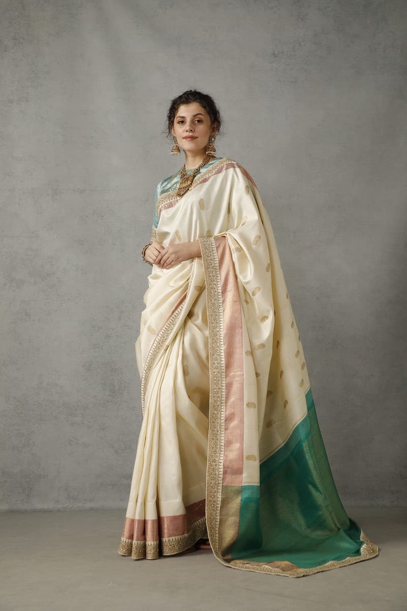 Ivory Silk Pataudi Saree