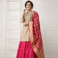 Rani Pink lehenga with Beige Top