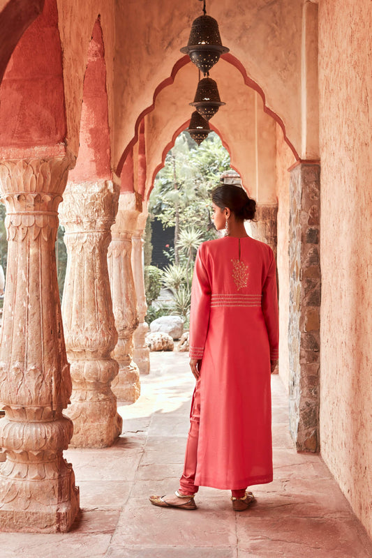 Coral Peach Angrakha with Chudidaar