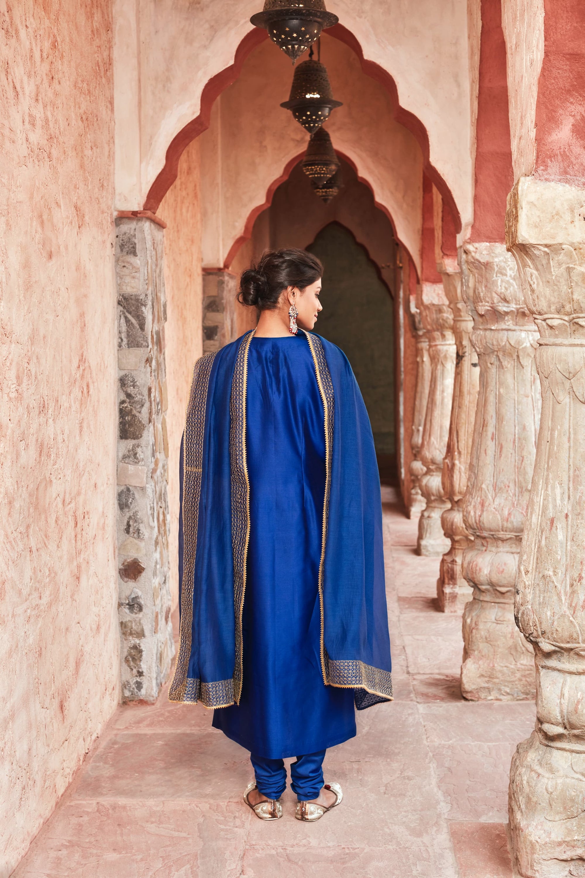 Electric Blue Chanderisilk Suit Set – Shalini Narang