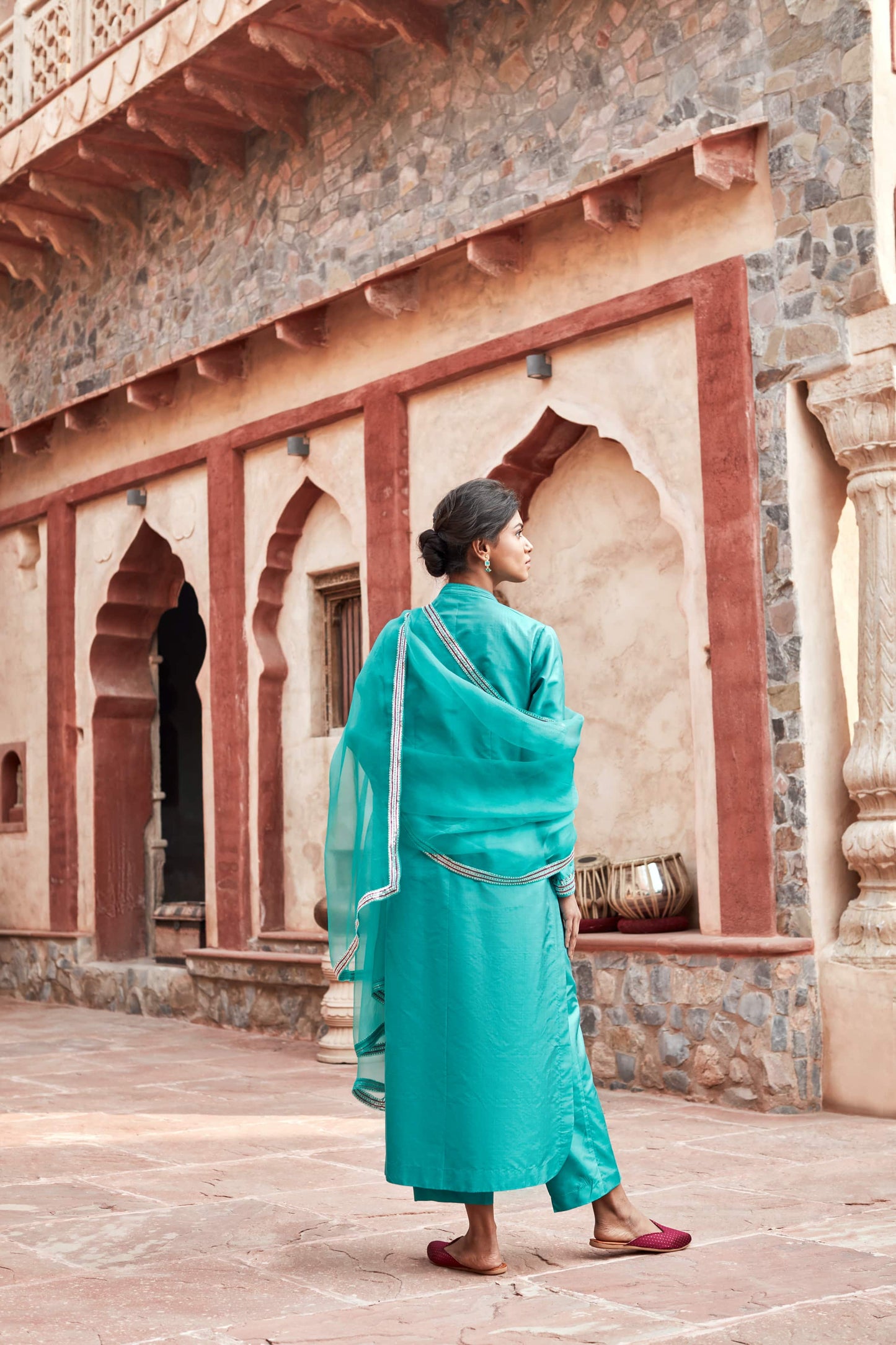 Teal Pure Katan Silk Suit Set