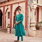 Teal Long Kurta Chanderi Silk Suit Set