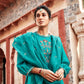 Teal Long Kurta Chanderi Silk Suit Set