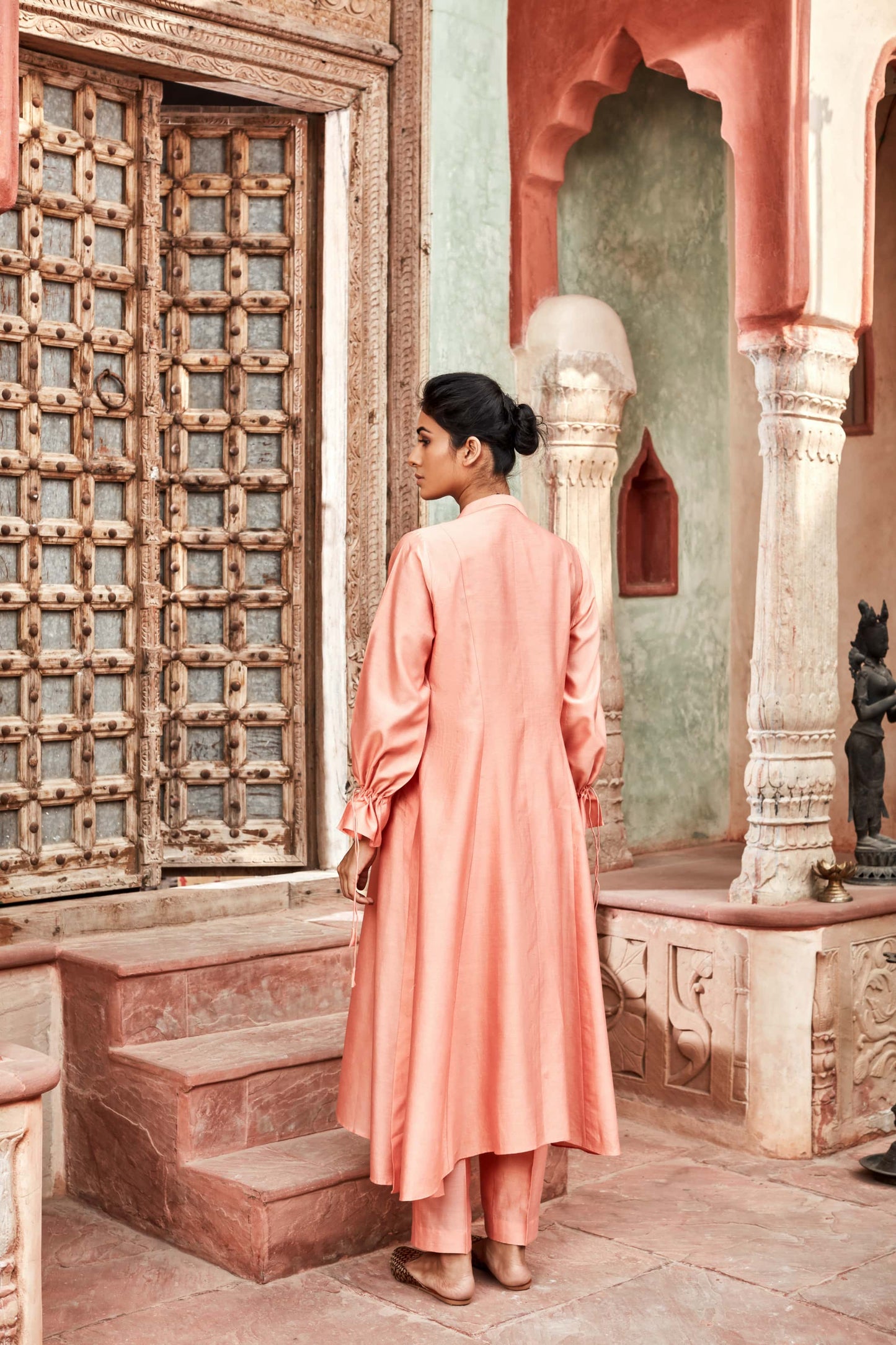 Peach Chanderi Silk Suit Set